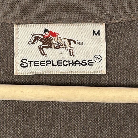 Vintage Steeplechase Cardigan Sweater Men's Size Medium Brown Grandpa Classic - Picture 4 of 8